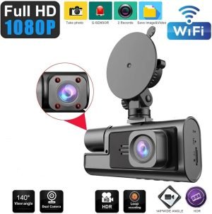 Dash Cam Front and Inside, 2.0″ Screen, Loop Recording, Wide Angle, Night Vision, Parking Mode, Smart Dash Camera for Cars (Front and Inside), Car Dashboard Camera Recorder