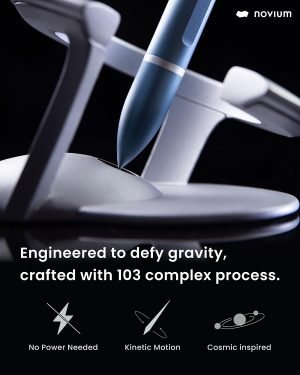 novium Hoverpen Interstellar – Futuristic Luxury Pen Made With Aerospace Alloys, Unique Aesthetic, Free Spinning Executive Pen, Gifts for Men & Women (Neptune Blue)