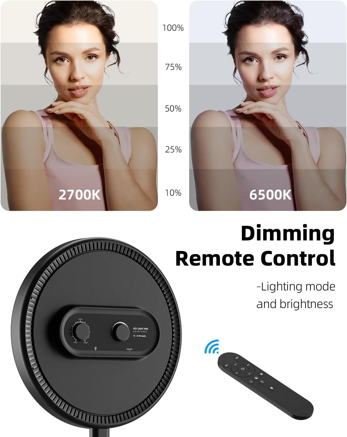 Weilisi Ring Light with 72" Tripod Stand and Phone Holder, 6500K Full-Screen Selfie Ring Light for Makeup Barber Video Recording, Photography Lighting, Ring Light Tripod for iPhone Phone with Remote - Image 5
