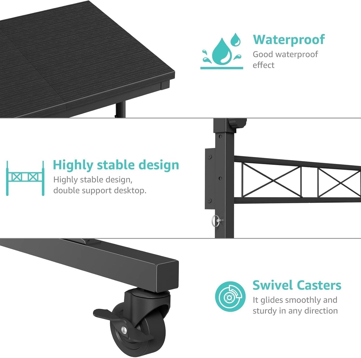 Small Portable Rolling Standing Desk - 32 Inch Adjustable Height Mobile Teacher Podium on Wheels for Classroom, Stand Up Desks for Treadmill Walking Pad, Couch Sofa Side Laptop Table, Black - Image 9
