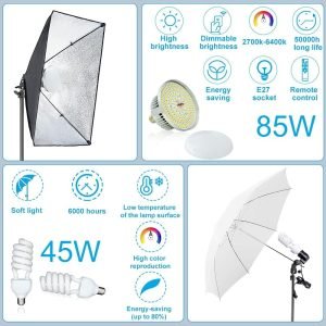 [Upgraded LED Bulb] Photography Lighting Kit 8.5x10ft Backdrop Support System and LED Soft...