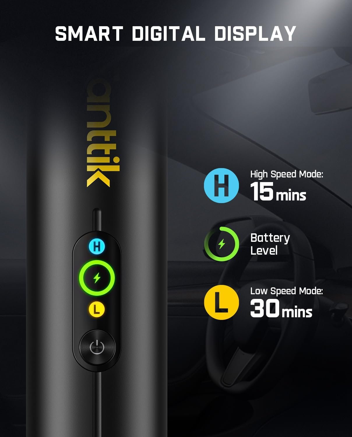 Fanttik Slim V10 APEX Cordless Car Vacuum, 4-in-1 Portable Mini Handheld Vac, 19kPa Suction Power, Upgraded Smart Digital Display, 2 Suction Modes for Small Jobs, Car, Office Desk, Keyboards (Black) - Image 2