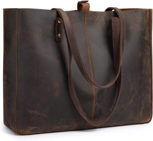 S-ZONE Genuine Leather Shoulder Tote Bag for Women Large Handbag Work Purse