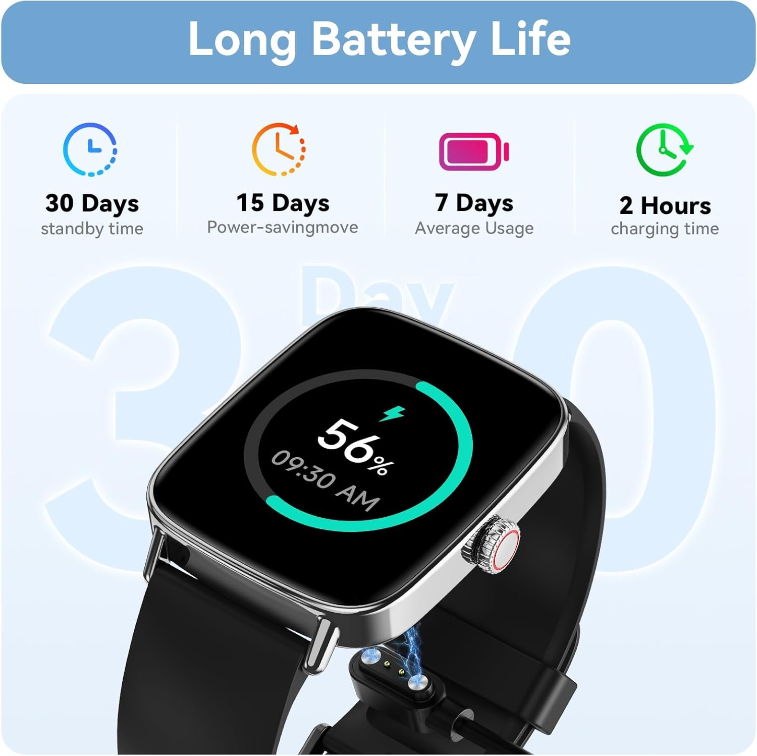 Smart Watch for Women Men, 1.85" HD Dynamic Dial Smartwatch for Android & iPhone with Answer/Make Call, Fitness Tracker with 110+ Sport Modes, Heart Rate/SpO2/Sleep Monitor, IP68 Waterproof (2 Bands) - Image 8