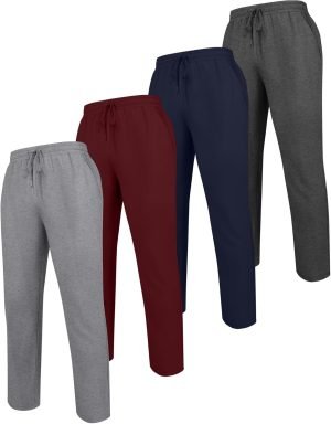 Neer 4 Pack Men’s Sweatpants Joggers with Pockets Open Bottom Gym Athletic Pants Bag...