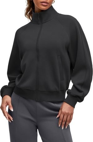 G4Free Smoofit Modal Soft Women’s Zip Up Jackets Loose Fit Mock Neck Casual Tops wit...