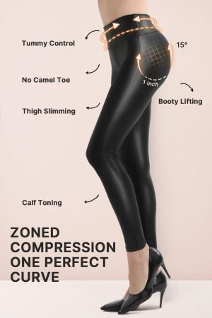 Retro Gong Womens Faux Leather Leggings Stretch High Waisted Pleather Pants