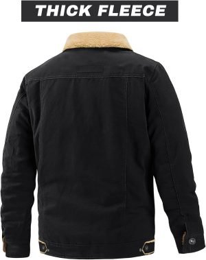 EKLENTSON Men’s Winter Jacket Thick Thermal Cotton Warm Fleece Lined Coat Trucker Lapel Work Cargo Jackets for Men