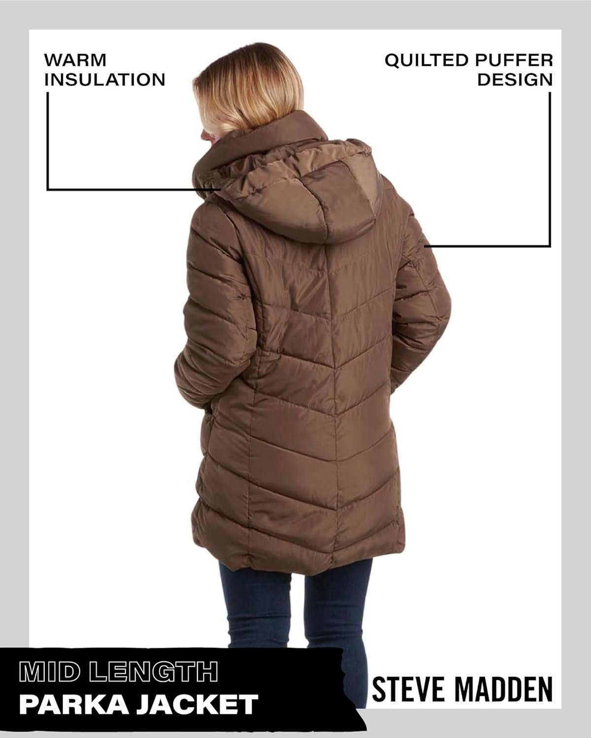 Steve Madden Women's Long Puffer Coat - Heavyweight Insulated Fall Winter Jackets for Women Windproof Long Length Bubble Parka - Image 6
