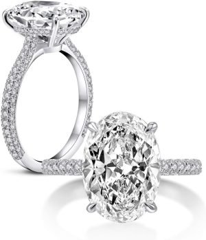 AINUOSHI 925 Sterling Silver Women Wedding Rings 5 Carat Oval Cut Cubic Zirconia Engagement Ring