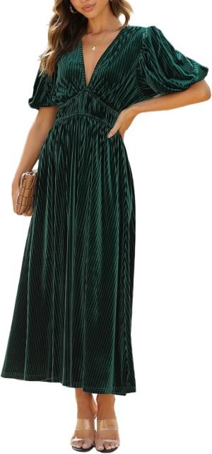 Women’s Velvet Maxi Dress Formal Dresses for Wedding Guest Dress