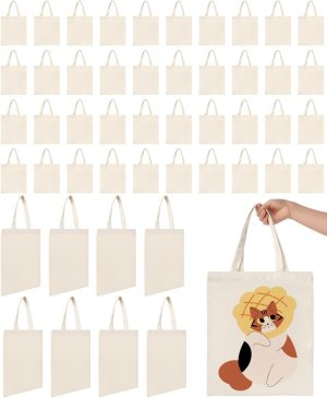 Lzerking Canvas Tote Bag Bulk 50/120 Pack, 13×15 Inches Sublimation Tote Bags for DIY...
