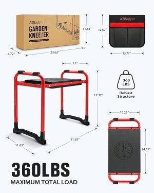 Garden Kneeler and Seat Heavy Duty,Upgraded Foldable Gardening Stool Widened to 10″ Stable Wear-Resistant Prevent Knee and Back Pain, Bench High-End 2 Large Tool Bags Gift for Women