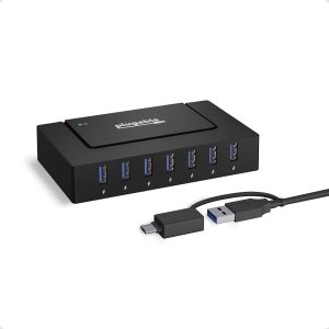 Plugable 7-in-1 USB Powered Hub for Laptops With USB-C or 3.0 – Power Station for Mu...