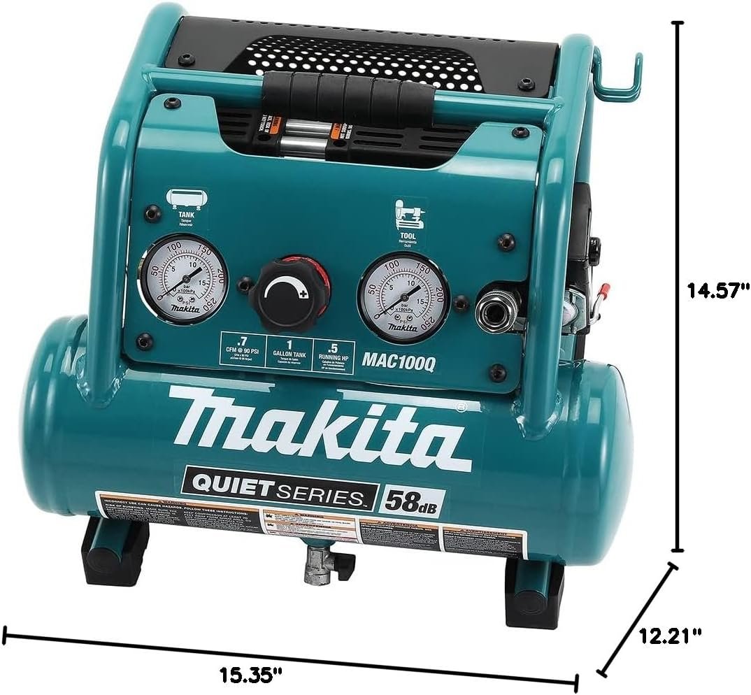 Makita MAC100Q Quiet Series, 1/2 HP, 1 Gallon Compact, Oil-Free, Electric Air Compressor - Image 5