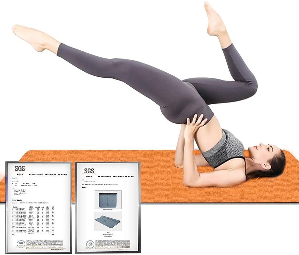 Hatha Yoga Extra Thick TPE Yoga Mat - 72"x 32" Thickness 1/2 Inch -Eco Friendly SGS Certified - With High Density Anti-Tear Exercise Bolster For Home Gym Travel & Floor Outside - Image 2