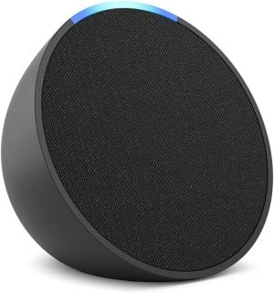 Echo Pop | Full sound compact smart speaker with Alexa | I International Version with UK Power Adaptor | Charcoal