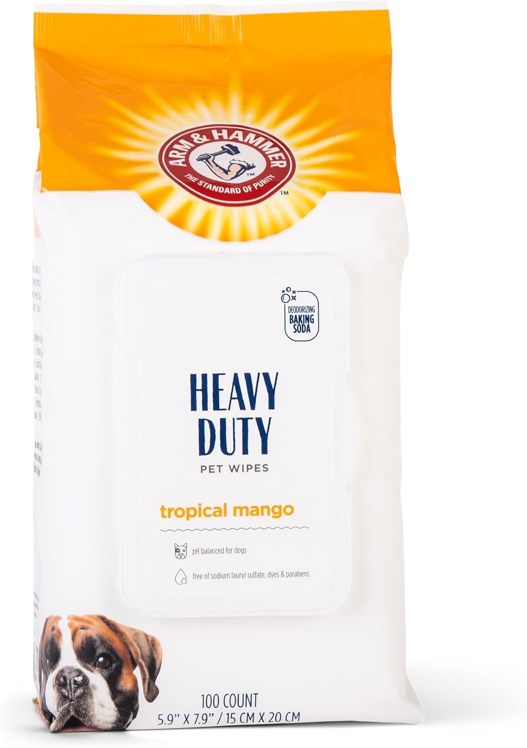 Arm & Hammer for Pets Heavy Duty Multipurpose Pet Bath Wipes | Dog Wipes Remove Odor & Refreshes Skin | Mango Scent, Dog Grooming Wipes for Pets (Pack of 12,1200 Count Total) - Image 2
