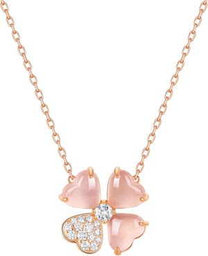 0.3 Carat LAB Grown Diamond Pink Crystal Pendent Necklace in Rose Gold Plated 925 Sterling...
