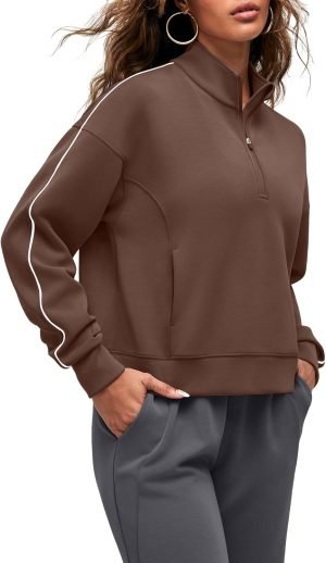 G4Free Smoofit Modal Soft Women’s Half-Zip Sweatshirts Pullover Mock Neck Casual Top...