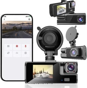 Dash Cam Front and Inside, 2.0″ Screen, Loop Recording, Wide Angle, Night Vision, Parking Mode, Smart Dash Camera for Cars (Front and Inside), Car Dashboard Camera Recorder