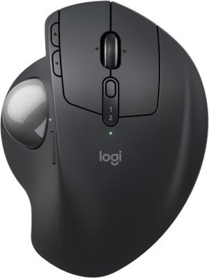 Logitech MX Ergo S Advanced Wireless Trackball Mouse, USB-C Rechargeable Wireless Ergonomic Mouse with Bluetooth and Encrypted Dongle, 6 Programmable Buttons, for PC/Mac – Graphite