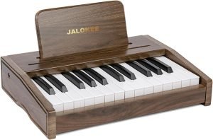 Kids Piano Keyboard, Digital Piano for Kids, Music Educational Instrument Toy, Wood Toy for 3+ Girls and Boys (Walnut, 25 Keys)