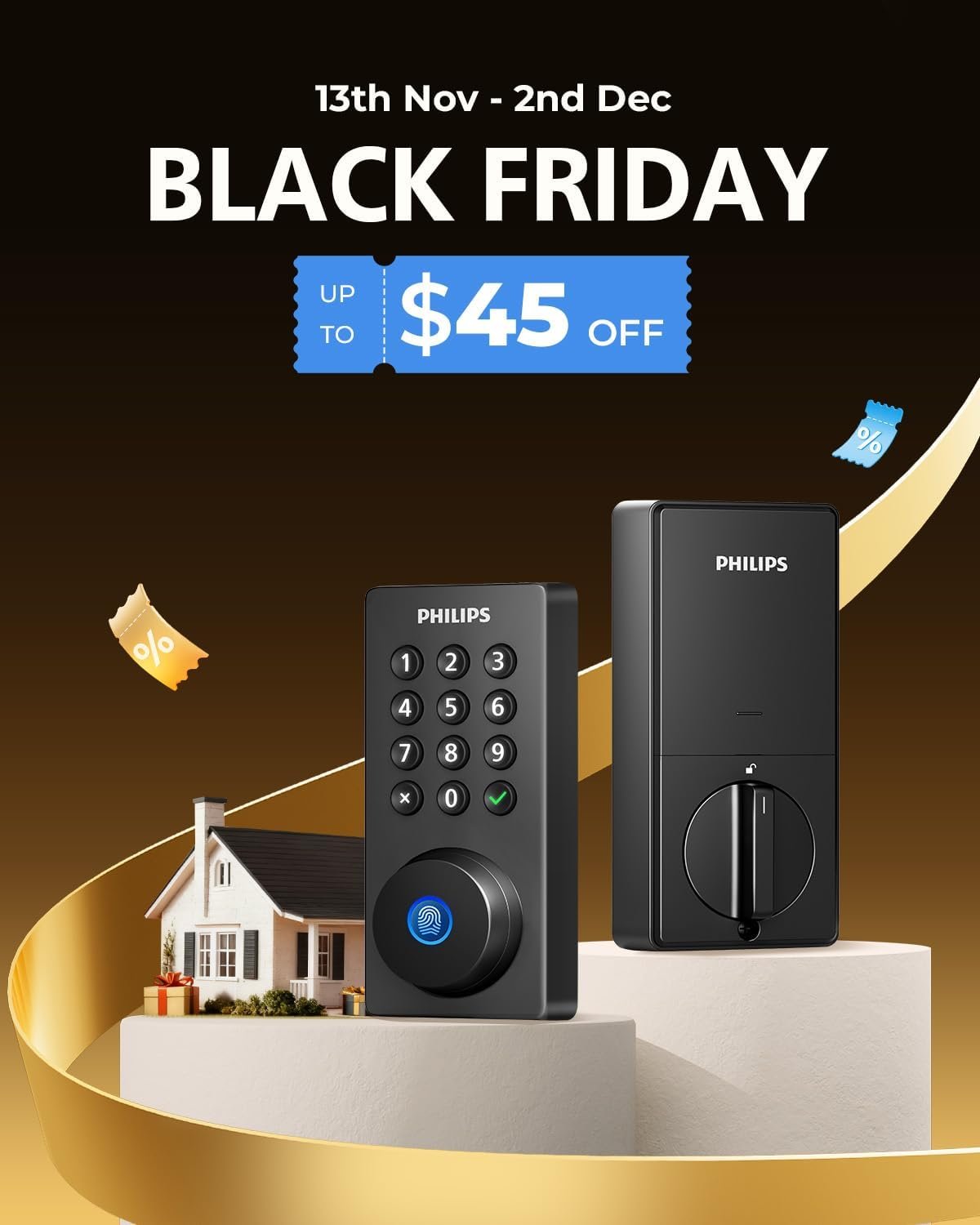 Philips Wi-Fi Door Lock, WiFi Smart Lock Keyless Entry Deadbolt for Front Door, Compatible with Alexa & Google Assistant, Remote Control, Built-in WiFi, APP Fingerprint Passcode Unlock, Auto Locking - Image 2
