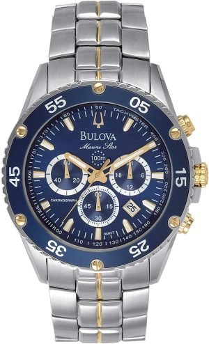 Bulova Men’s Marine Star Two-Tone Stainless Steel Chronograph Quartz Watch, Blue Dial Style: 98H37