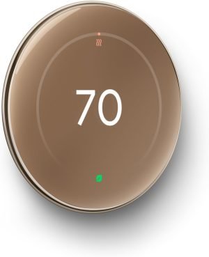 Google Nest Learning Thermostat (4th Gen, 2024) with Nest Temperature Sensor – Energy Saving Smart Thermostat – Compatible with Alexa, Apple HomeKit and Google Home App – Polished Gold