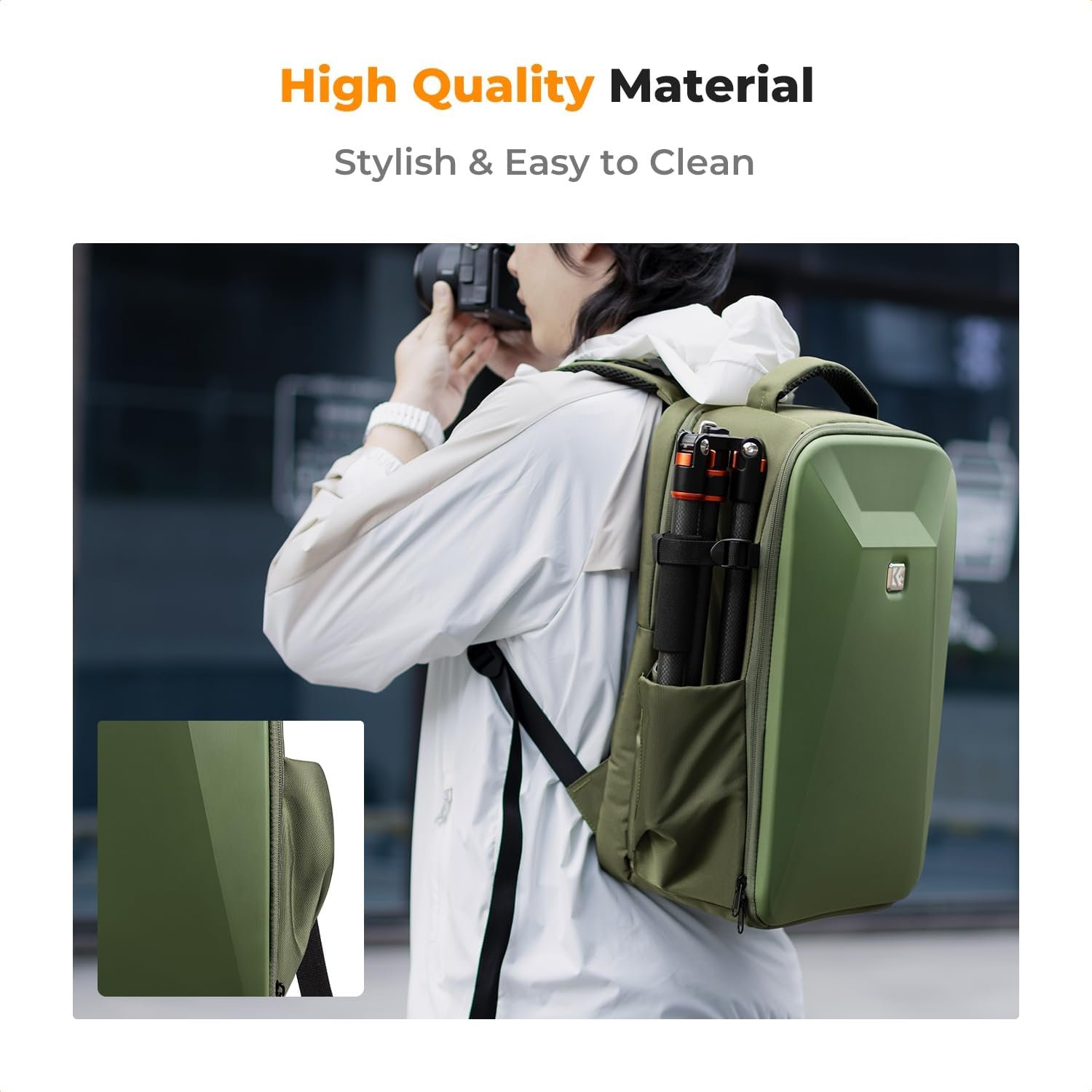 K&F CONCEPT Camera Backpack,Hardshell Photography DSLR Camera Bag with 15-15.6 Inch Laptop Compartment Hard Shell Camera Case Compatible with Canon/Nikon/Sony/DJI Mavic Drone - Image 6