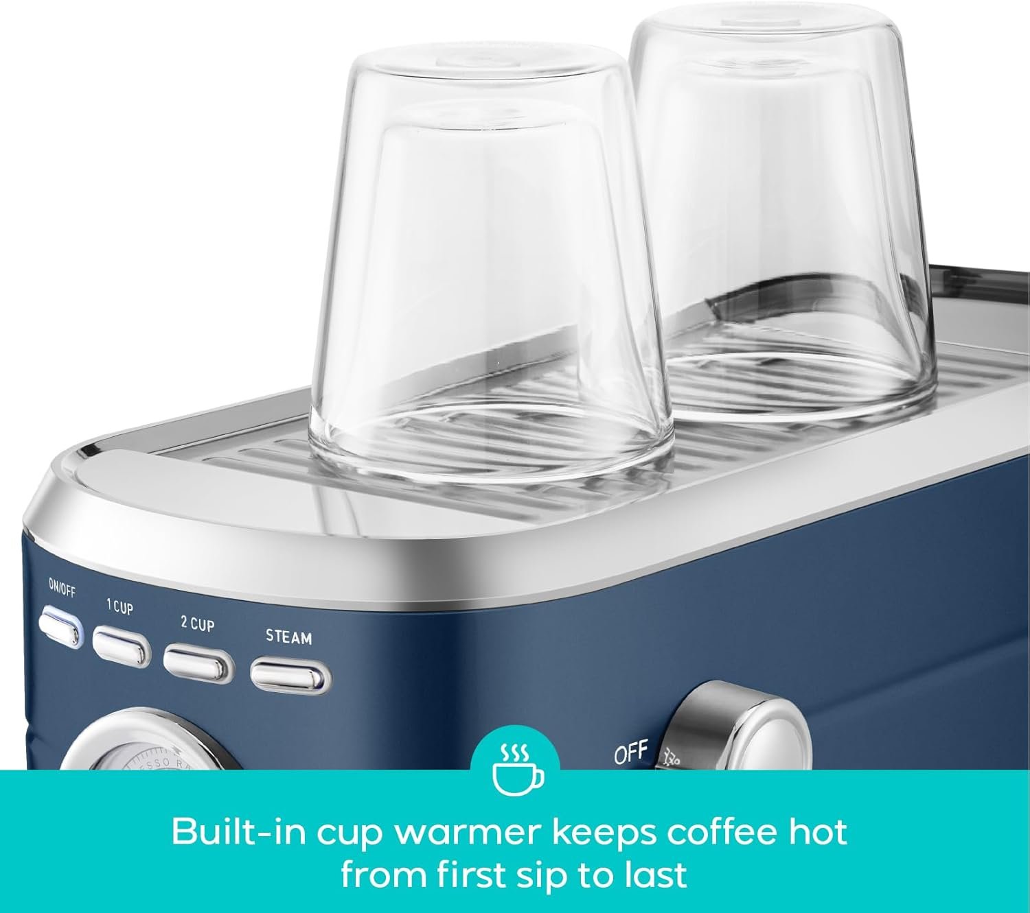 CASABREWS Espresso Machine 20 Bar, Professional Espresso Maker with Milk Frother Steam Wand, Espresso Coffee Machine with 34oz Removable Water Tank, Gift for Coffee Lovers, Coffee Gift, Sapphire Blue - Image 4