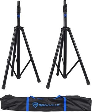 Rockville RVSS3 Pair Tripod Push Button DJ PA Speaker Stands+Air Lowering System
