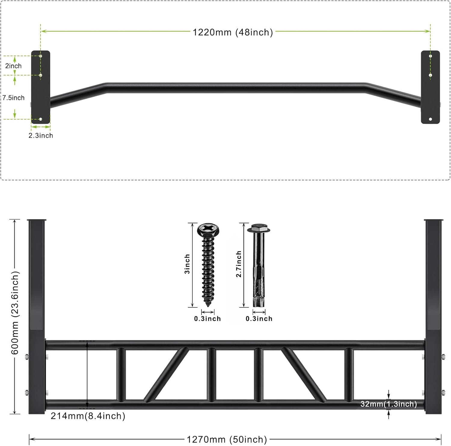 SELEWARE 48'' Heavy Duty Pull Up Bar Wall Mount Multi-function Chin up Bar with Home Gym Cable Pulley System LAT Pulldown Workout Attachments Heavy Bag Hanger - Image 7
