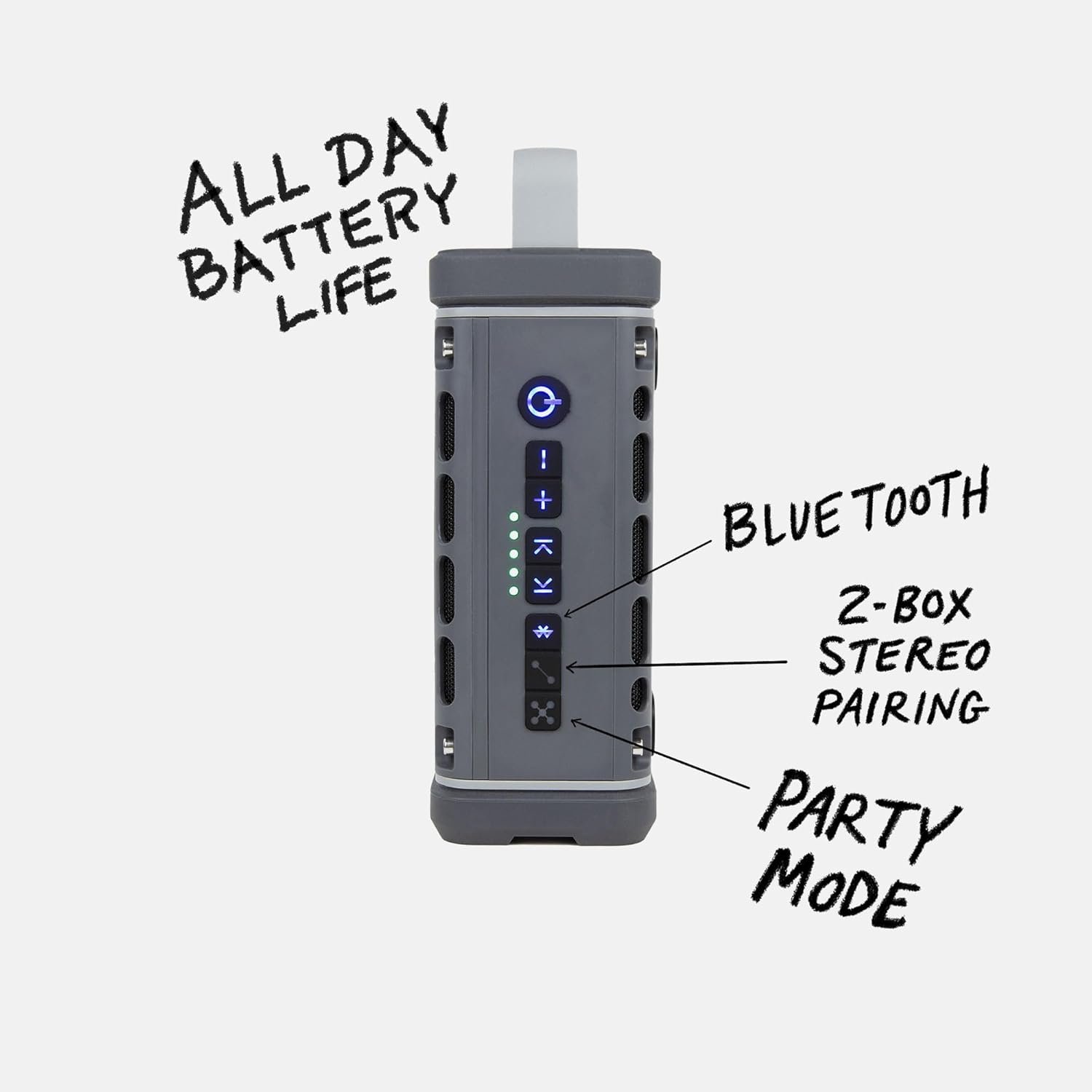 Turtlebox Ranger: Loud! Outdoor Portable Bluetooth 5.4 Speaker | Rugged, Waterproof, Ultra-Portable | Plays to 105 db, Deep Bass, Shockproof, Unlimited Pairing for Full Stereo Experience, Gray - Image 3