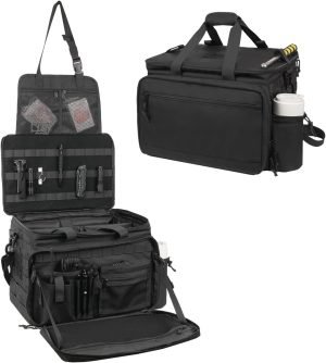 Patrol Bag Law Enforcement, Police Gear Car Front Seat Vehicle Organizer Bags with MOLLE System (Black)