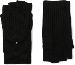 Kate Spade Women’s Knit Bow Pop Top Mitten, Glove Set for Cold Weather, Stylish Fashion Accessory