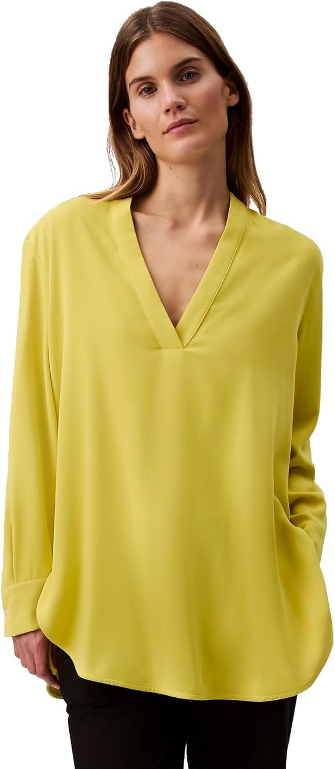 Calvin Klein Womens Relaxed V Neck Blouse