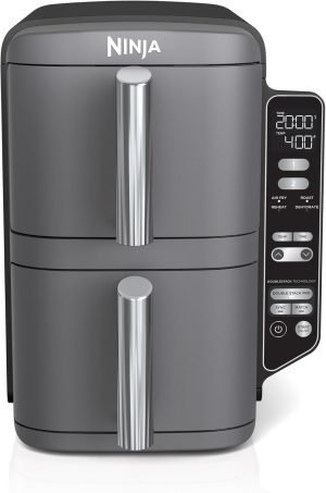 Ninja 10 Qt Dual Basket Air Fryer, 4-in-1 Multi-Cooker, Smart Finish, Match Cook, Separate Cooking Zones, Easy Clean, Digital Controls (Renewed)
