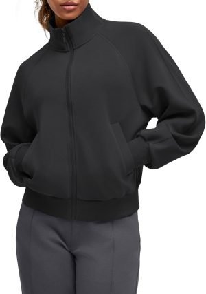 G4Free Smoofit Modal Soft Women’s Zip Up Jackets Loose Fit Mock Neck Casual Tops wit...