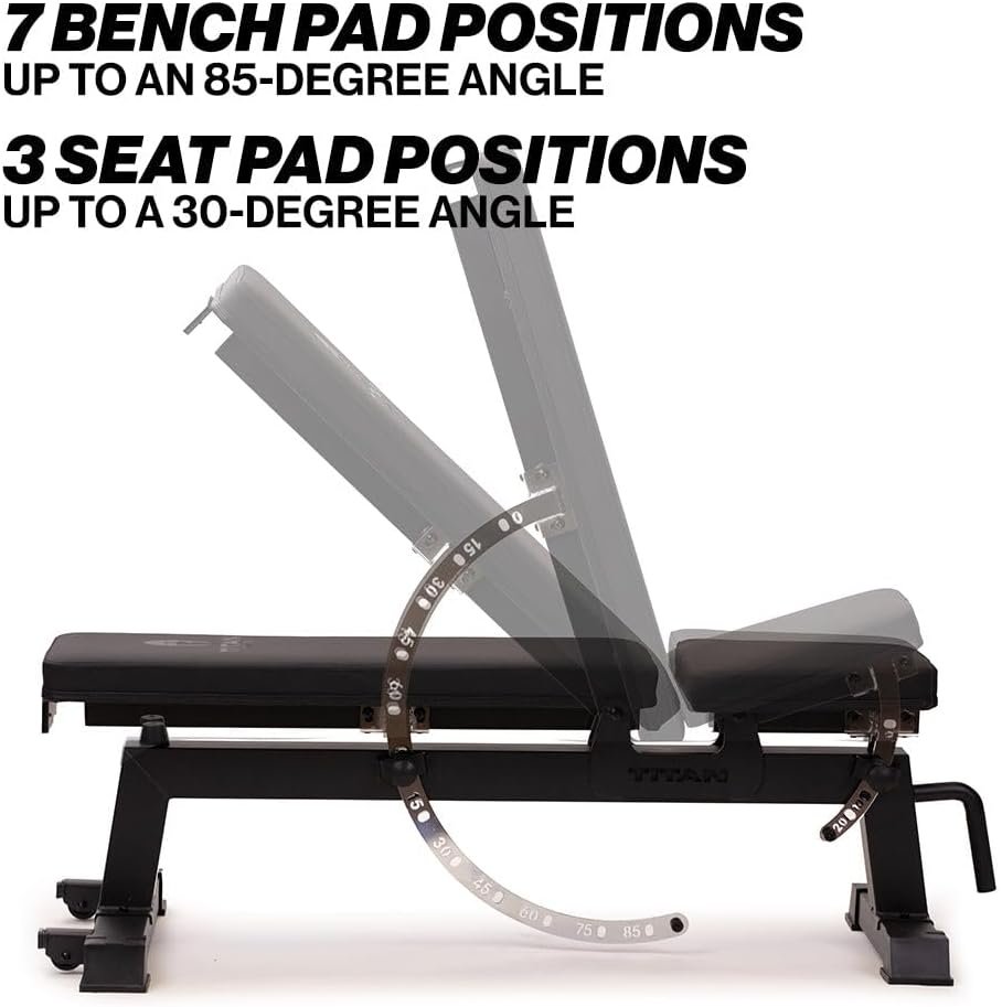 Titan Fitness Performance Series Adjustable Bench, Supports 650 LB Incline, Versatile Utility Bench for Home Gym Weightlifting,Strength Training, Flat, Incline, Upright Positions - Image 2