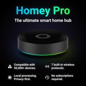 Homey Pro | Smart Home Hub for Home Automation – Features Z-Wave Plus, Zigbee, Wi-Fi, BLE, Infrared, Matter & Thread. Compatible with Siri, Alexa & Google Home.