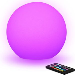 Mr.Go 10″ Ultra-Fun Waterproof RGB Color-Changing LED Ball Light Orb Globe Lamp, Dim...