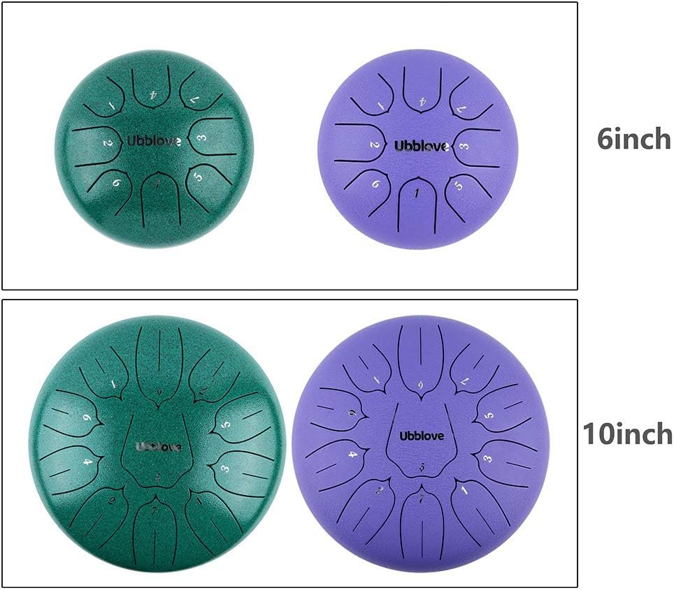 Steel Tongue Drum, Handpan Tank Drum 11 Notes 10 inch Meditation Percussion Instrument with Mallets, Finger Picks, Bag, Music Book for Musical Education Entertainment Concert Yoga Gift (Green 10 inch) - Image 8