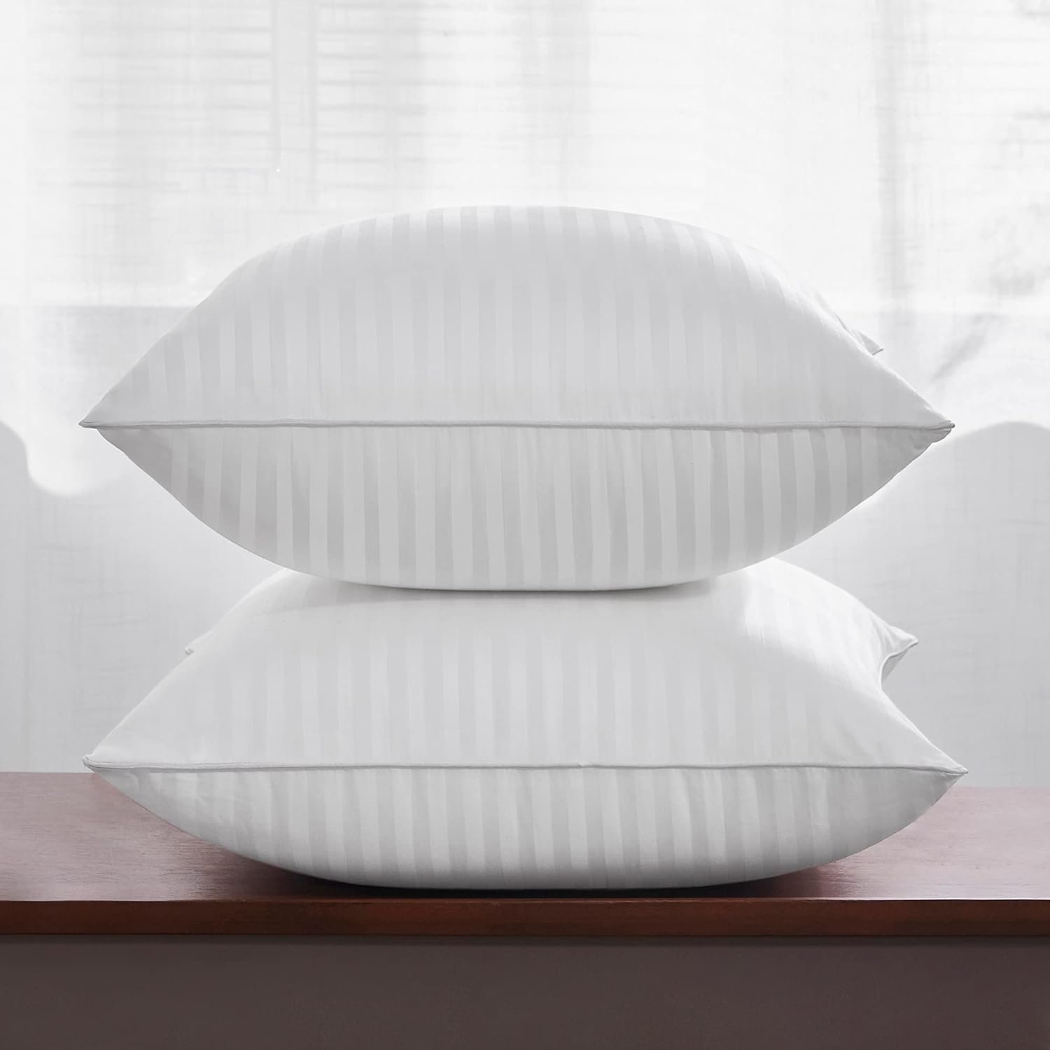 Oubonun 28 x 28 Throw Pillow Inserts, Firm and Fluffy Decorative Square Pillows for Couch Bed Sofa with Soft Cotton Cover White Cushion with Down Alternative Pack of 2 - Image 2
