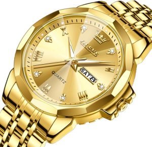 OLEVS Watches for Men Diamond Business Dress Analog Quartz Stainless Steel Waterproof Luminous Date Perfume Watch Luxury Fashion Wristwatch