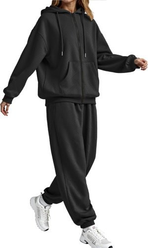 SHESHOW Fall Outfits for Women Oversized Zip up Hoodie Sweatshirt Jogger Sweatpants 2 Piec...