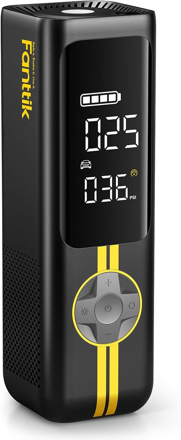 Fanttik X8 APEX Tire Inflator Portable Air Compressor, 1 Min Fast Inflation, 150PSI Cordless Tire Inflator with LED Dual Screen, Suitable for MPV, Car, Bike, Motorcycle, Up to 26.3″ Tires