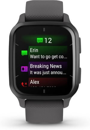 Garmin Venu® Sq 2 GPS Smartwatch, All-Day Health Monitoring, Long-Lasting Battery Life, AMOLED Display, Slate and Shadow Gray