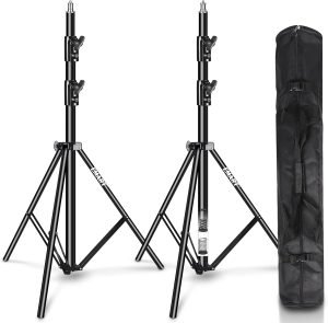 EMART 2 Pack Heavy Duty Light Stand 8.5ft, Spring Cushioned, Aluminum Construction, Photo Video Studio Tripod with Carrying Bag for Photography Lighting, Softbox, Flash